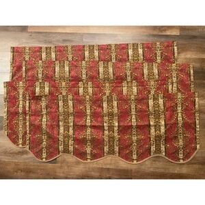 Set of 4 JCPenney Home Collection Damask Valence Valance Window Topper Red Gold